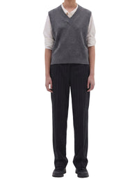 Pull sans manches col V en laine - Grey Flannel