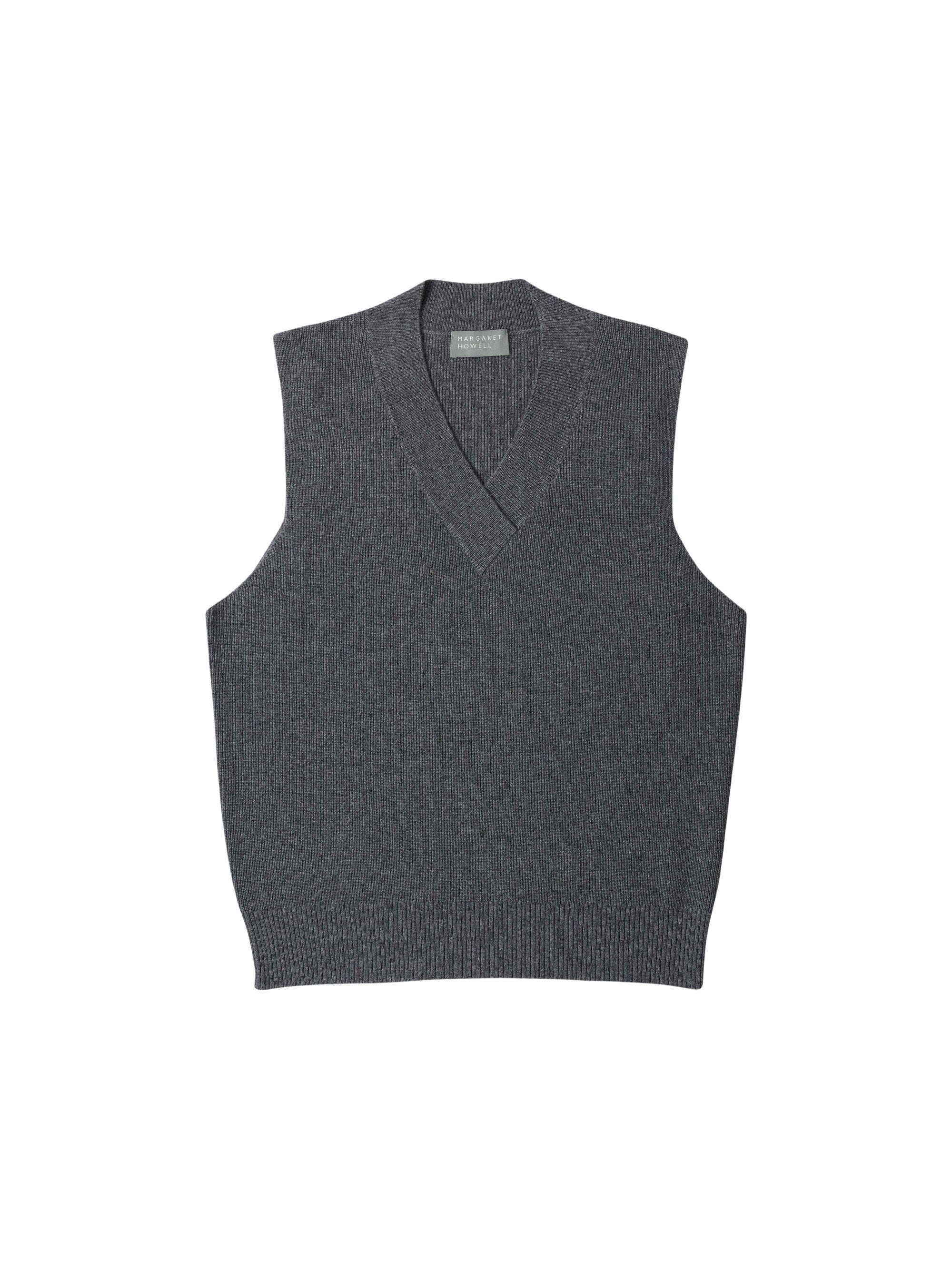Pull sans manches col V en laine - Grey Flannel