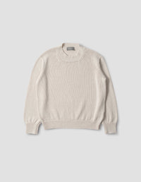 Pull col rond en grosse maille - White & Beige