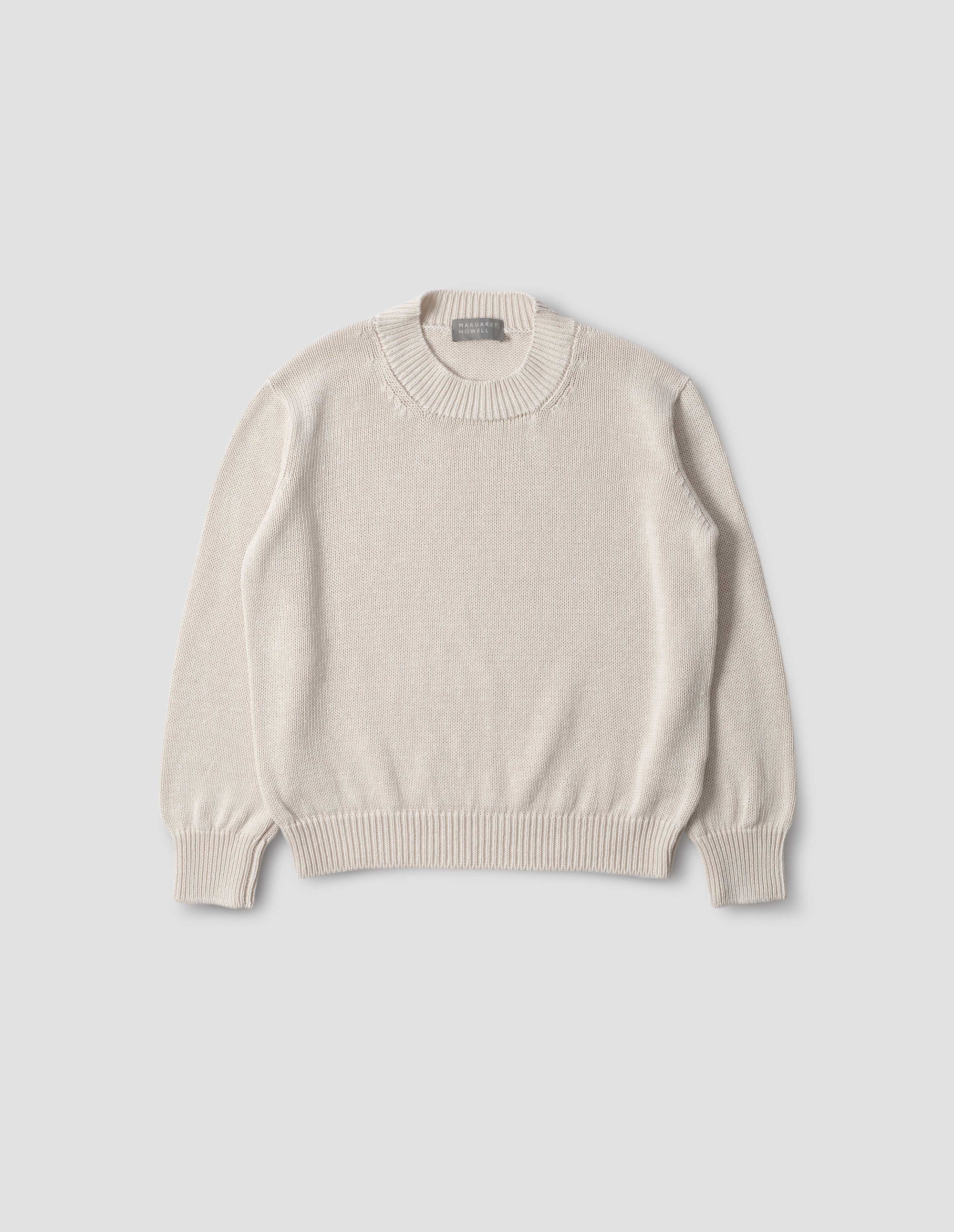 Pull col rond en grosse maille - White & Beige