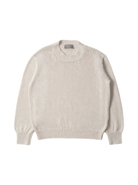 Pull à col rond en maille en lin - White & Beige
