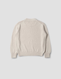 Pull col rond en grosse maille - White & Beige