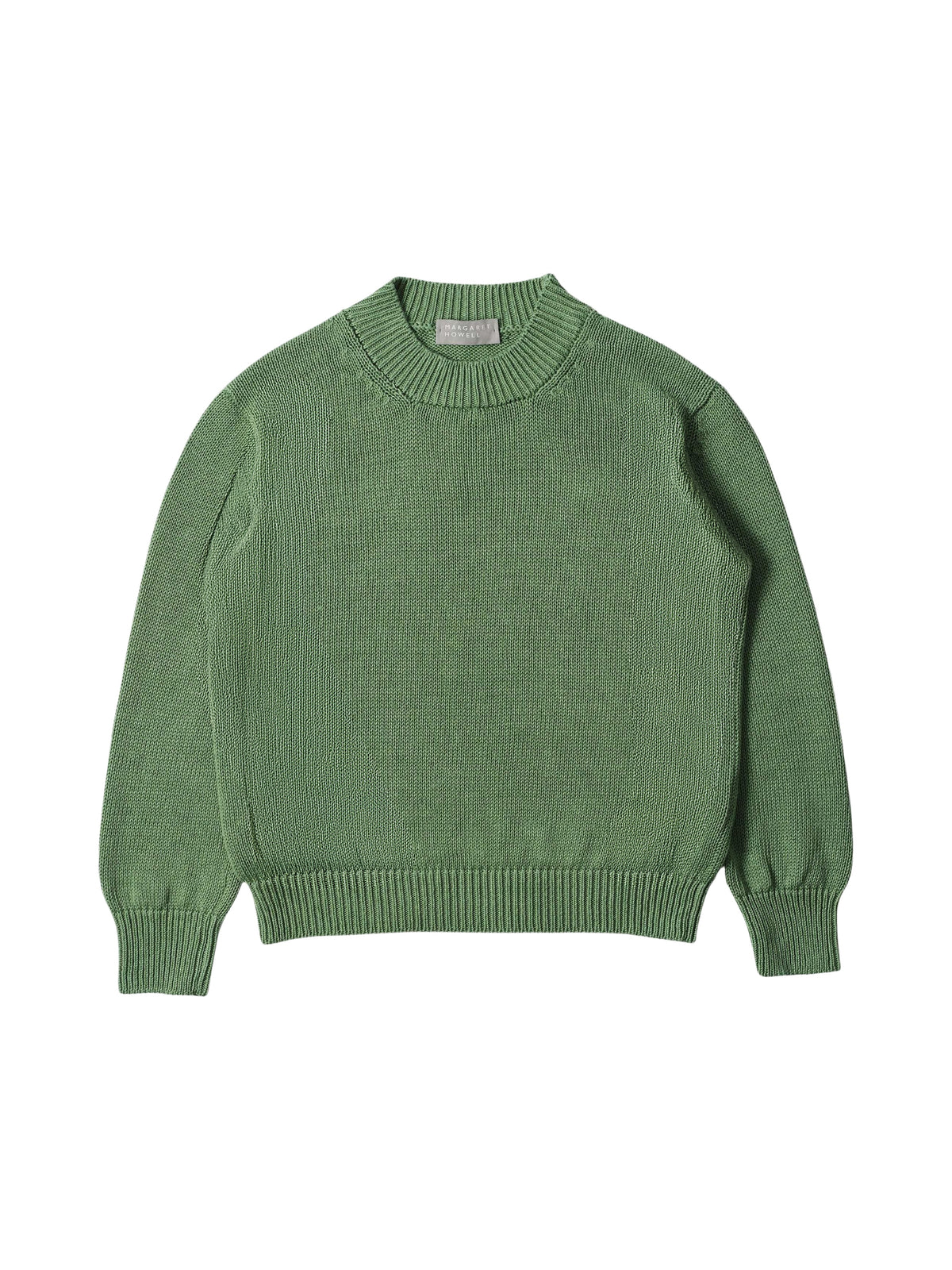 Pull à col rond en maille en lin - Green