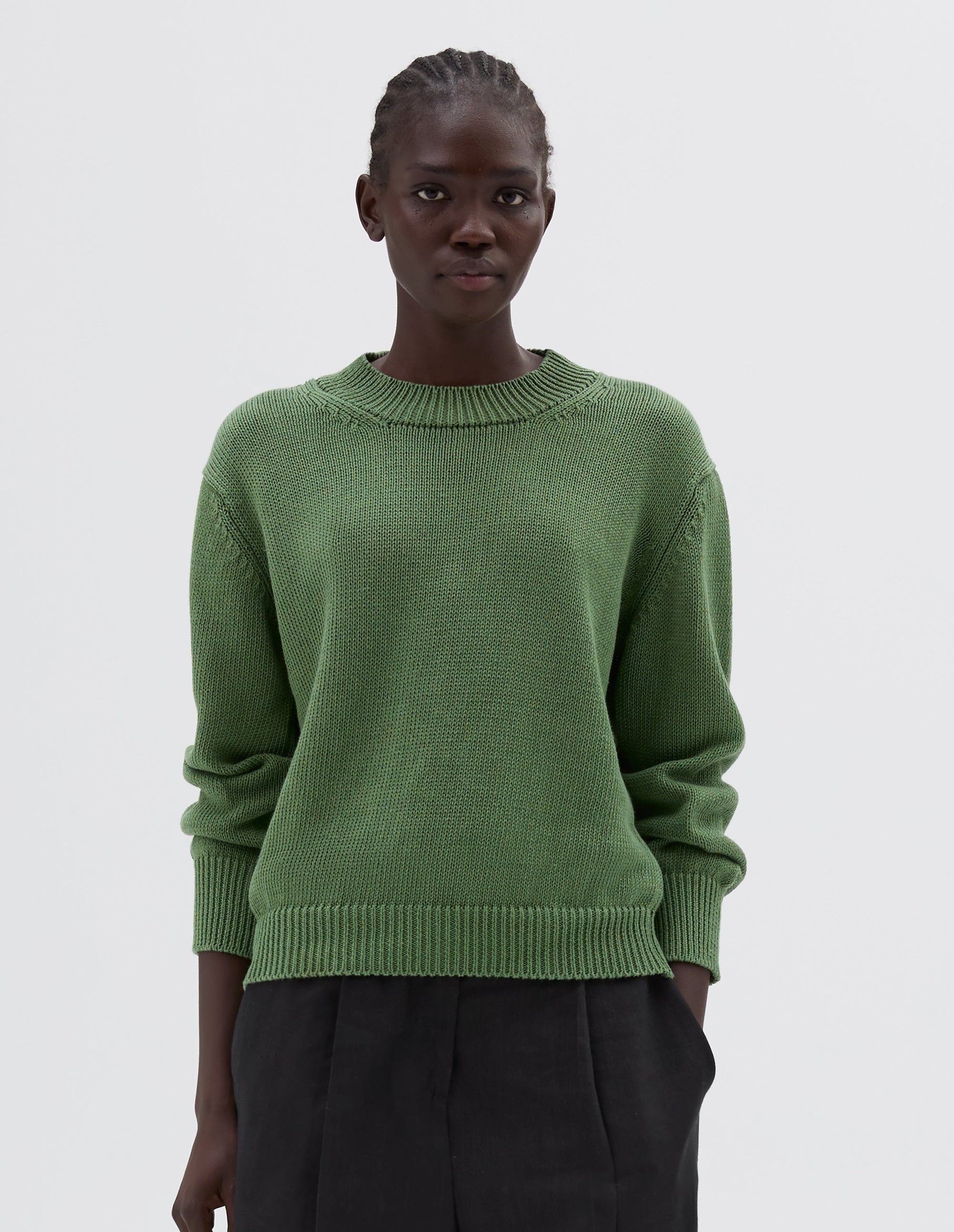 Pull col rond en grosse maille - Green