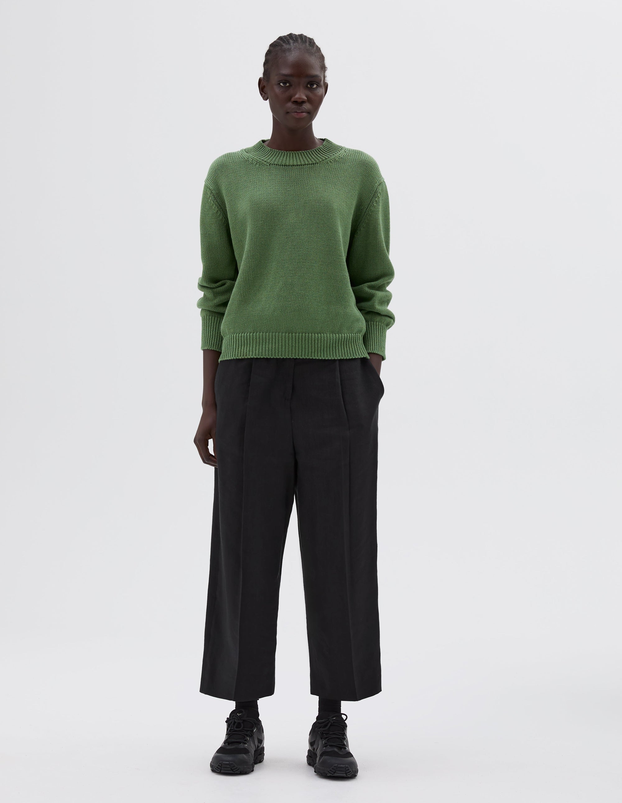 Pull col rond en grosse maille - Green