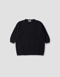 Pull col rond à manches courtes - Navy