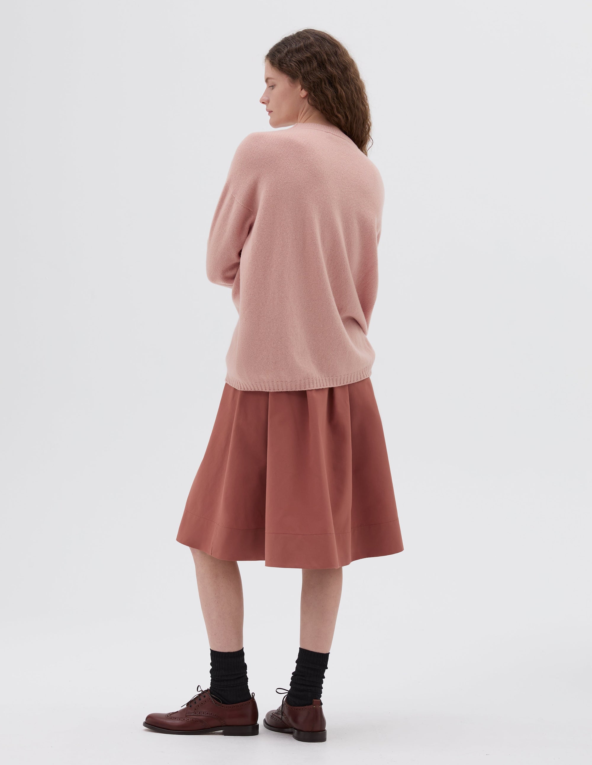 Pull col rond à manches courtes - Pink