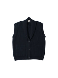 Gilet à col châle en laine - Navy