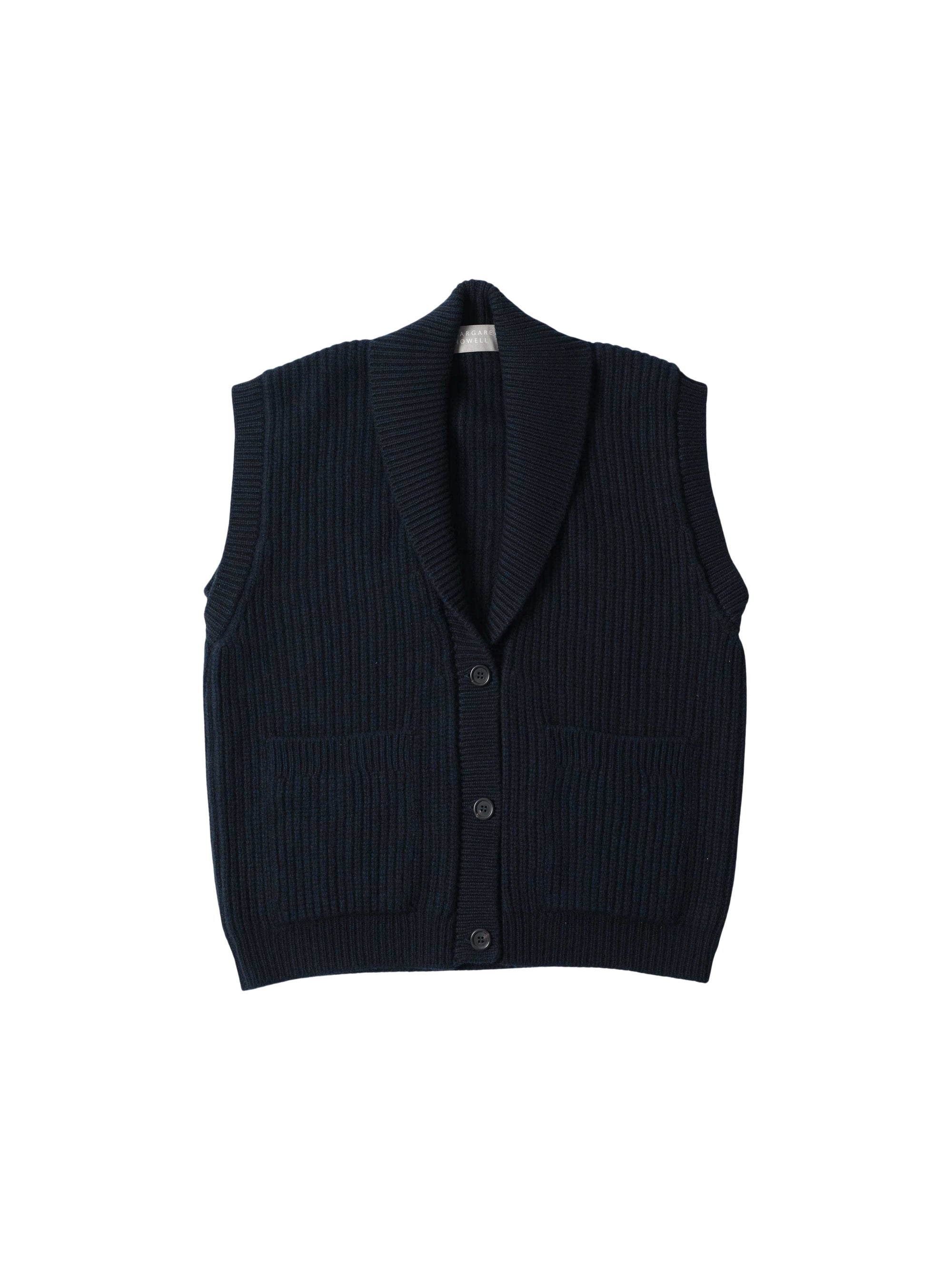 Gilet à col châle en laine - Navy
