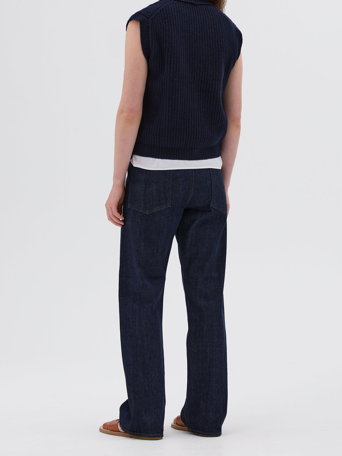 Gilet à col châle en laine - Navy