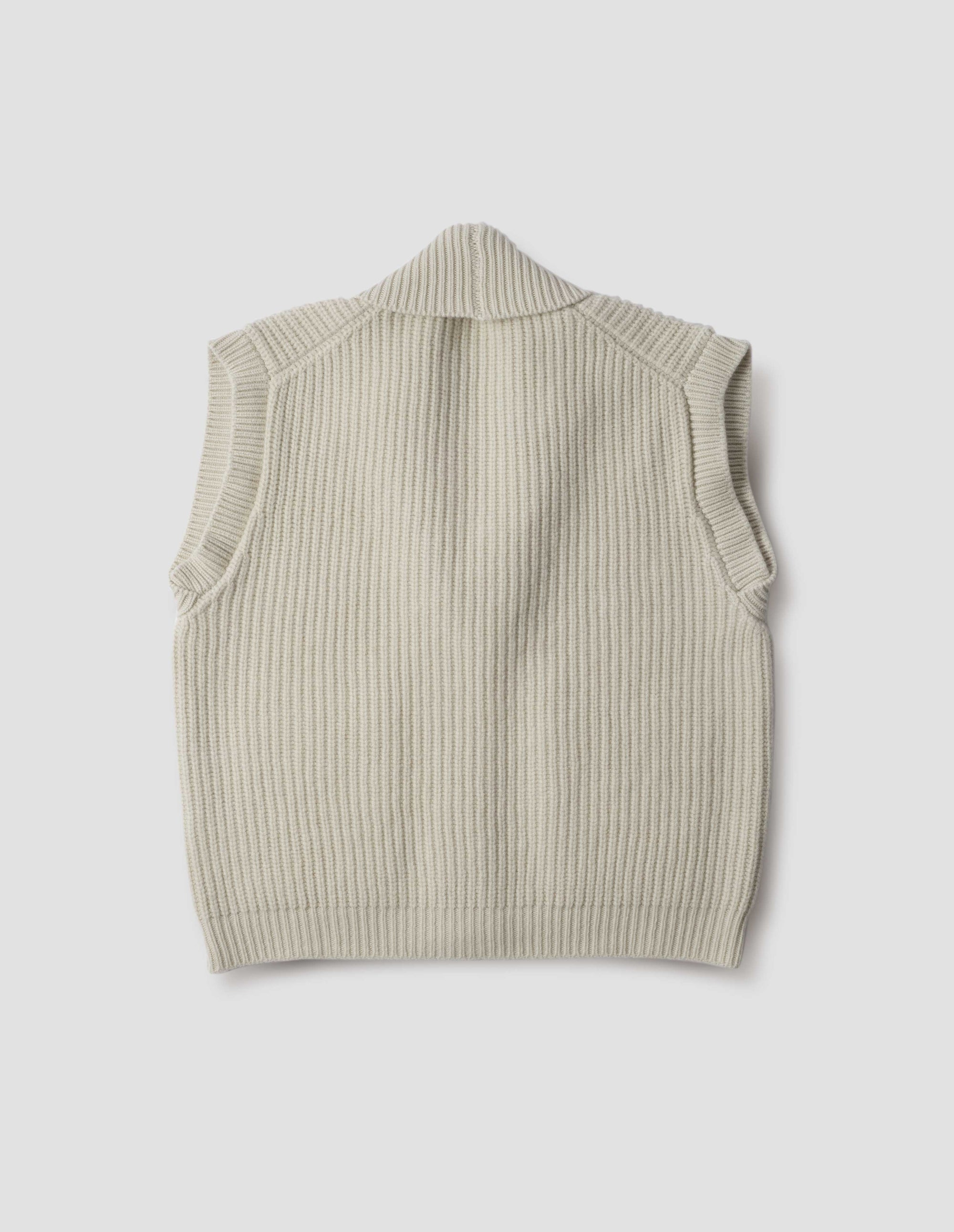 Gilet en côtes anglaises à col châle - Beige & White