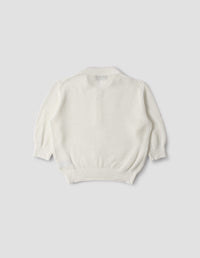 Polo en maille ajourée - Beige & White