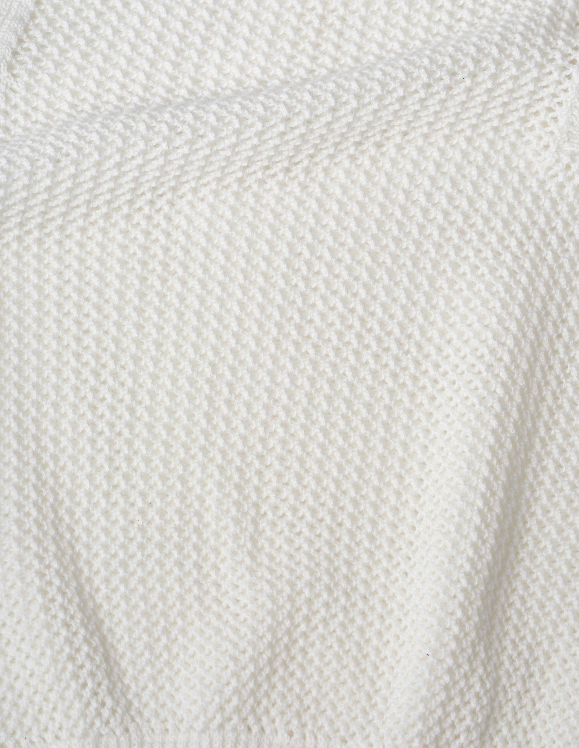 Polo en maille ajourée - Beige & White
