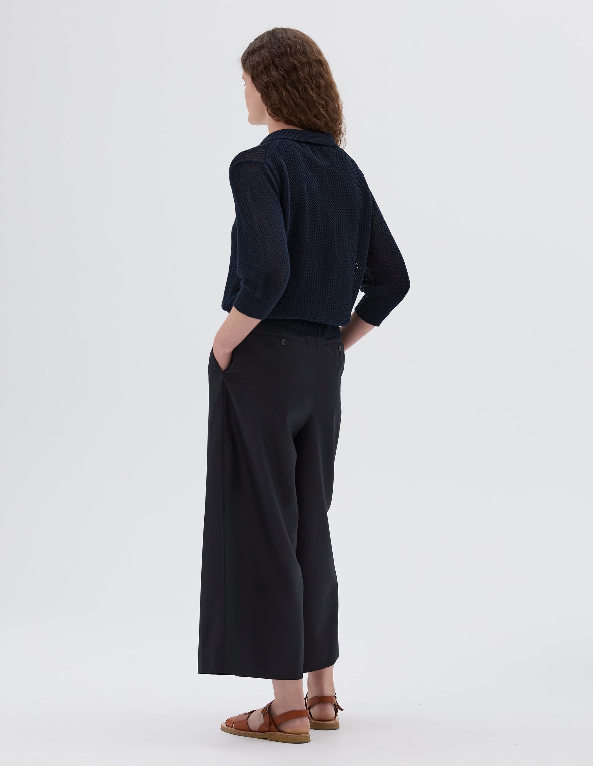Polo en maille ajourée - Navy