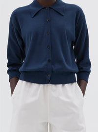 Polo boutonné en maille - Blue & Navy