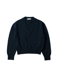 Pull à col V en laine - Navy