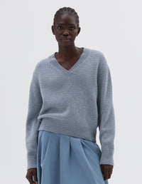 Pull col V fuselé - Blue