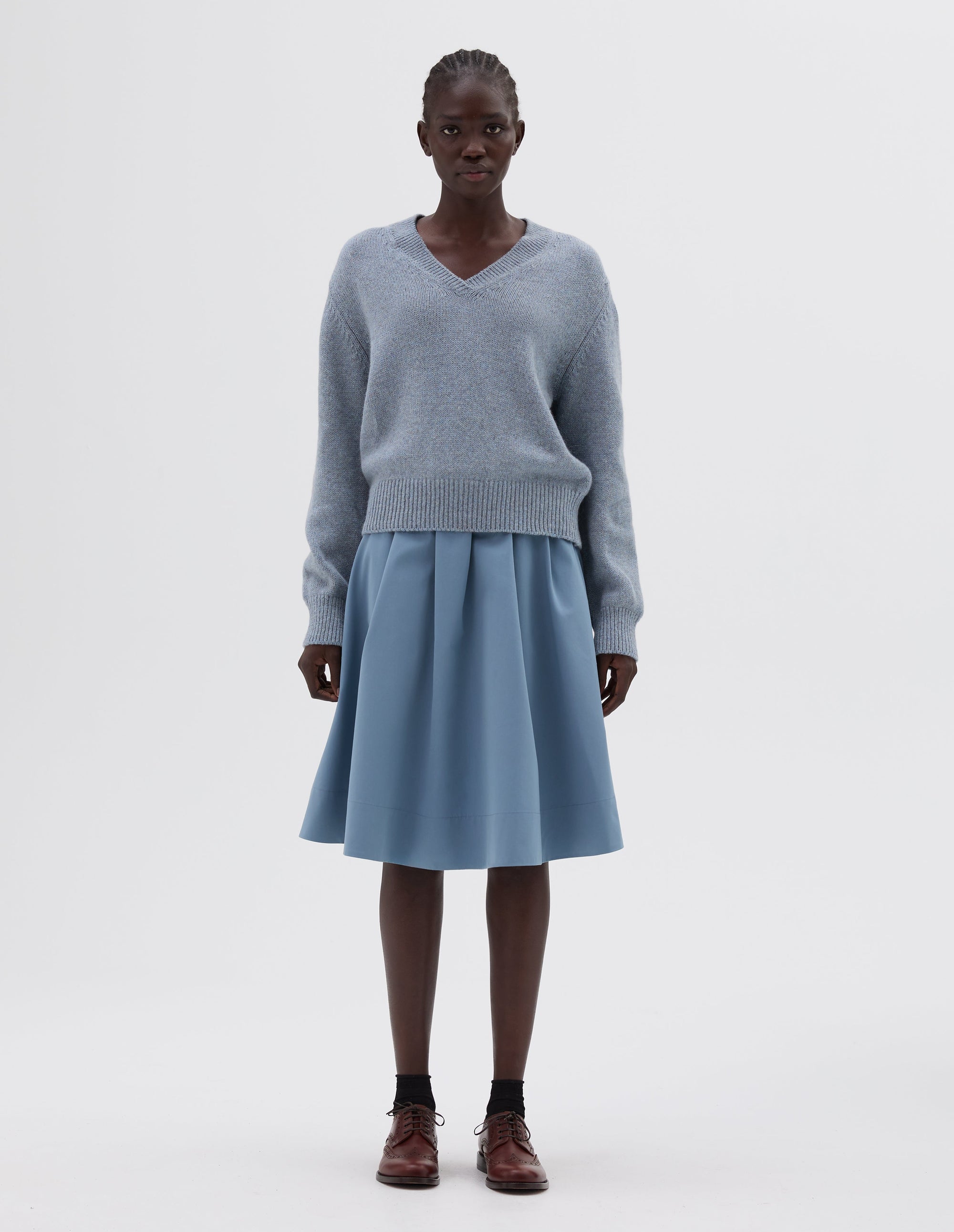 Pull col V fuselé - Blue