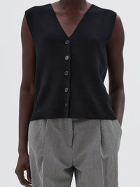 Gilet côtelé en laine - Black