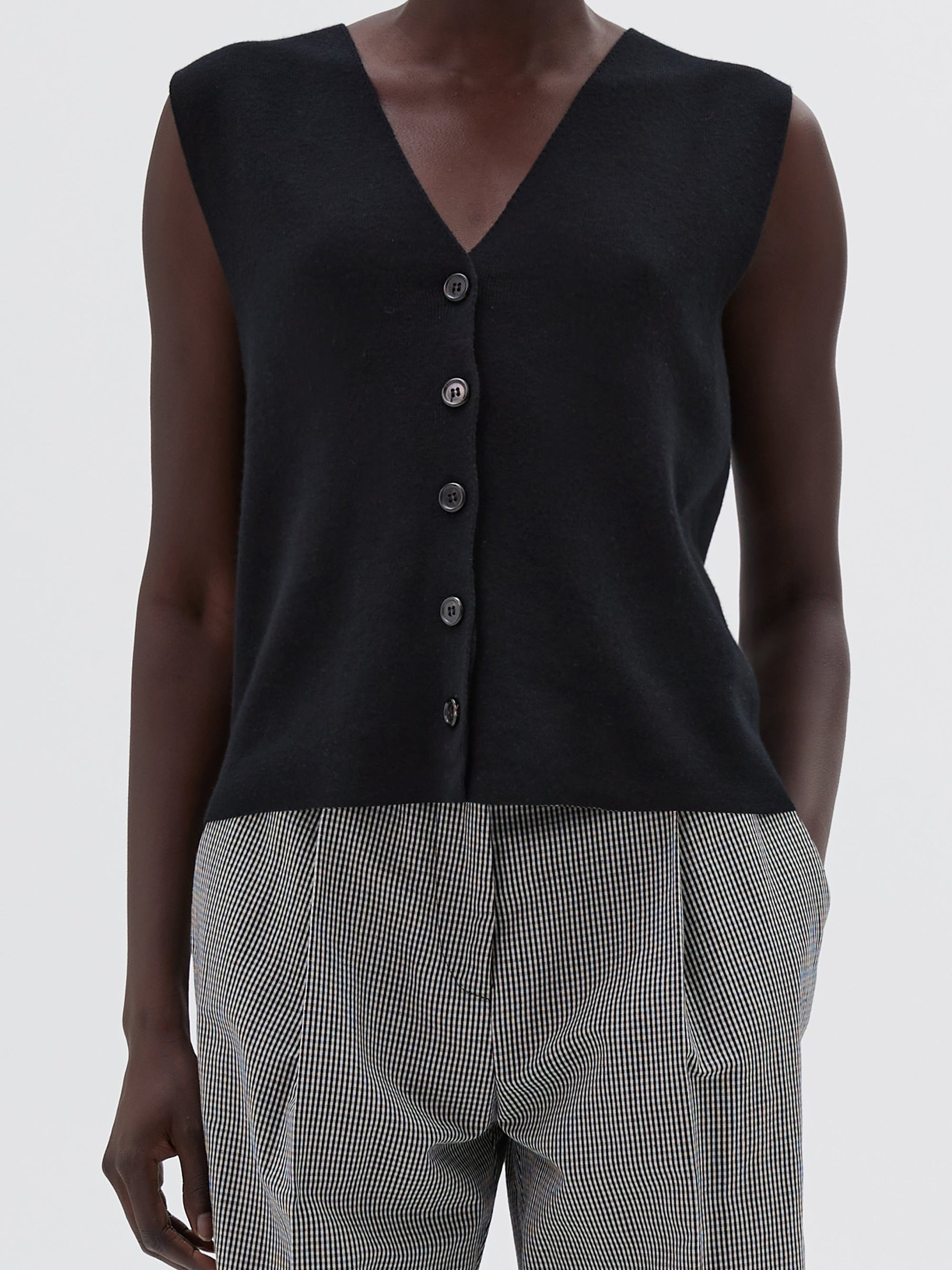Gilet côtelé en laine - Black