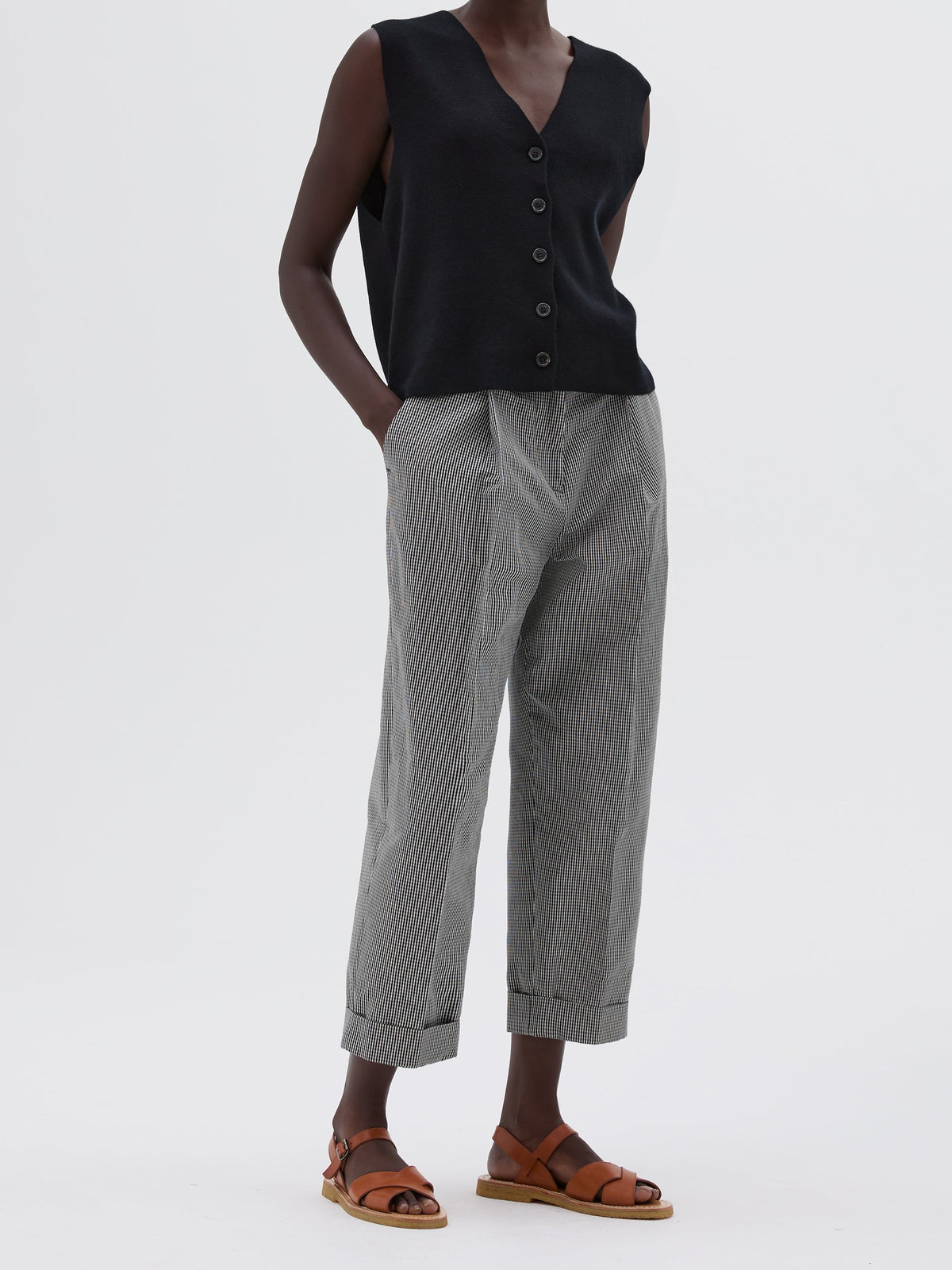 Gilet côtelé en laine - Black
