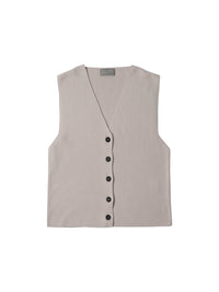 Gilet côtelé en laine - Grey & Beige