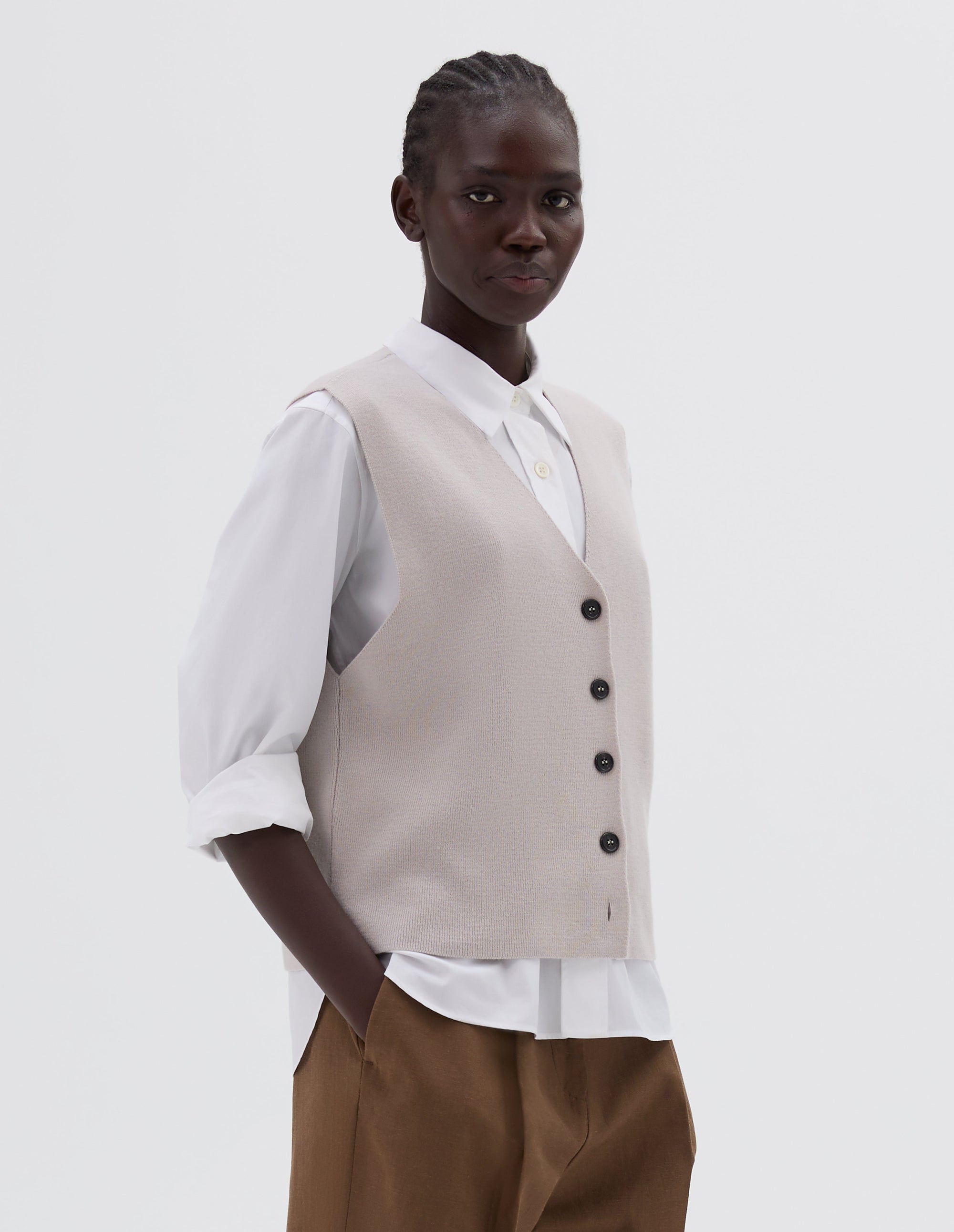 Gilet côtelé - Gray & Beige