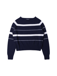 Pull à rayures en cachemire - White & Navy