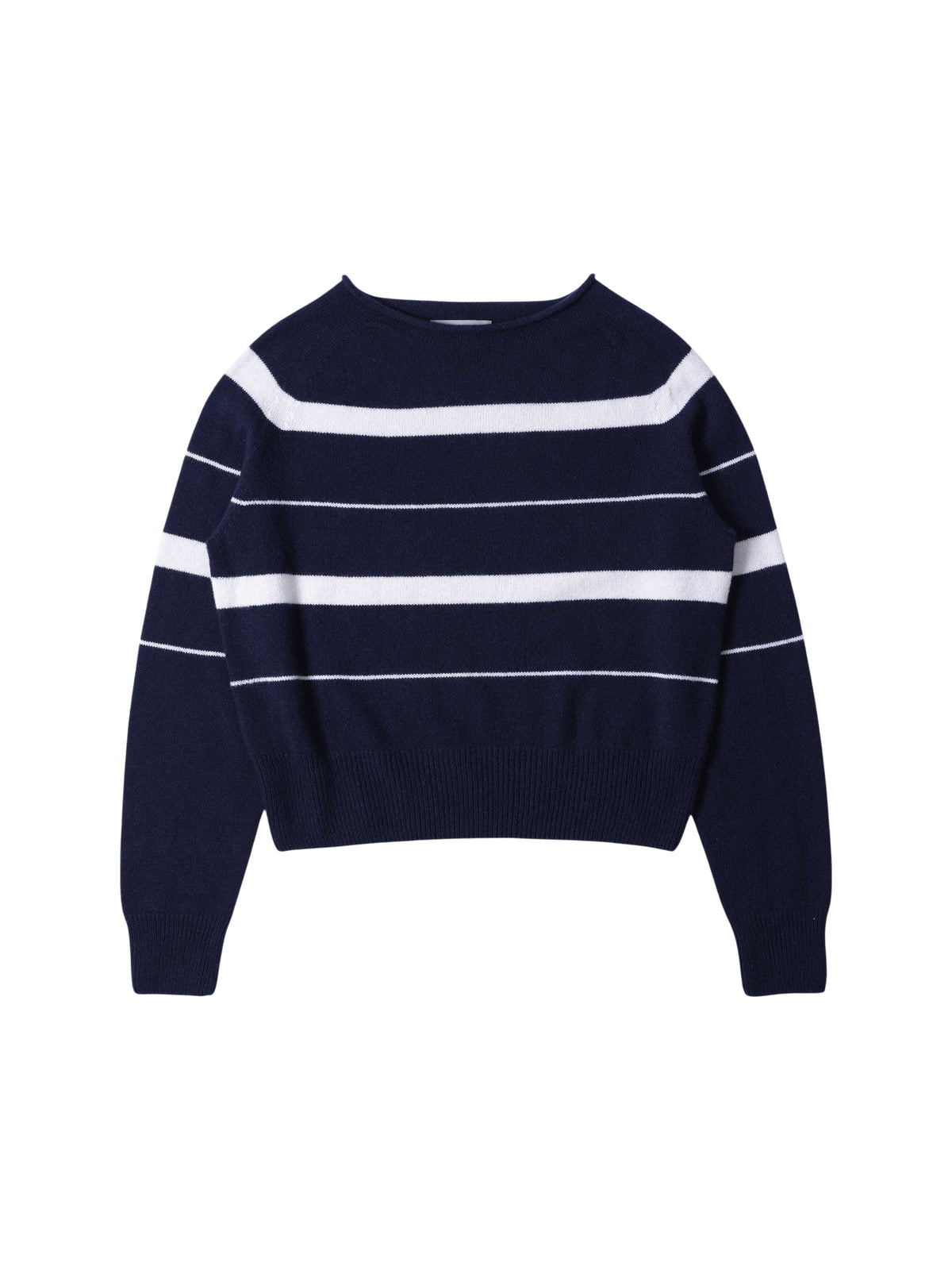 Pull à rayures en cachemire - White & Navy