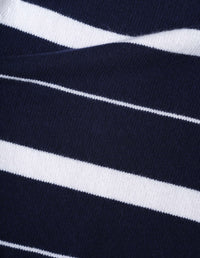 Pull à rayures à bords roulottés - Striped & White & Navy