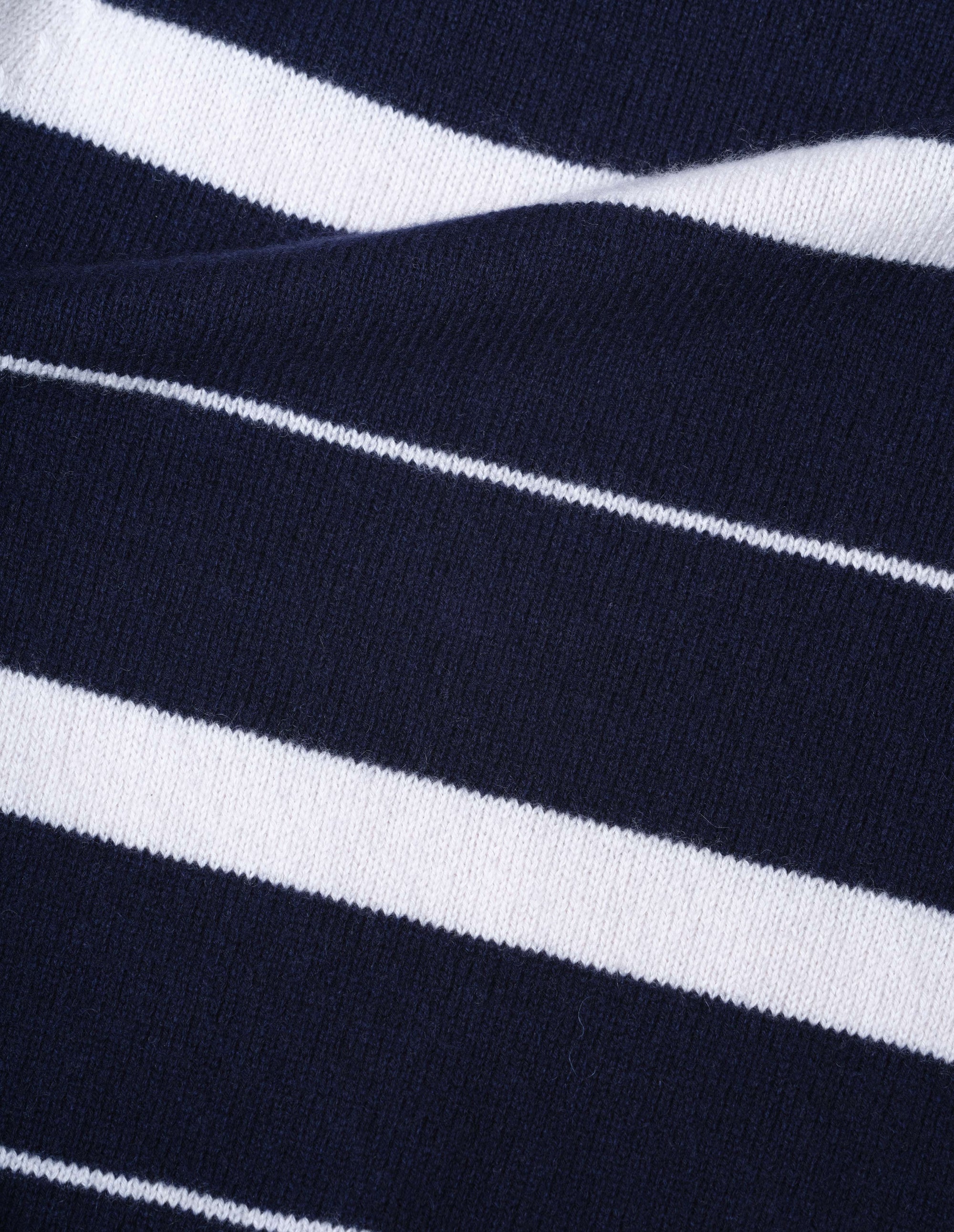 Pull à rayures à bords roulottés - Striped & White & Navy