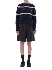 Pull à rayures en cachemire - White & Navy