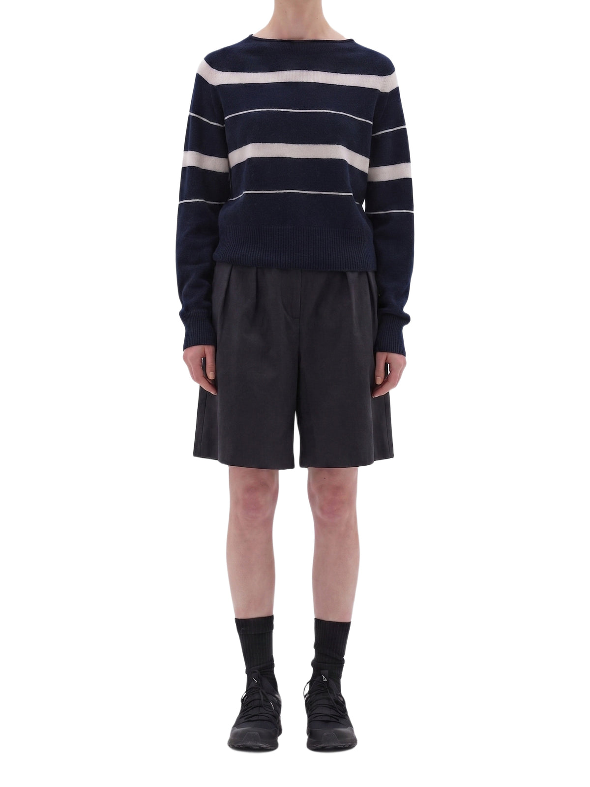 Pull à rayures en cachemire - White & Navy
