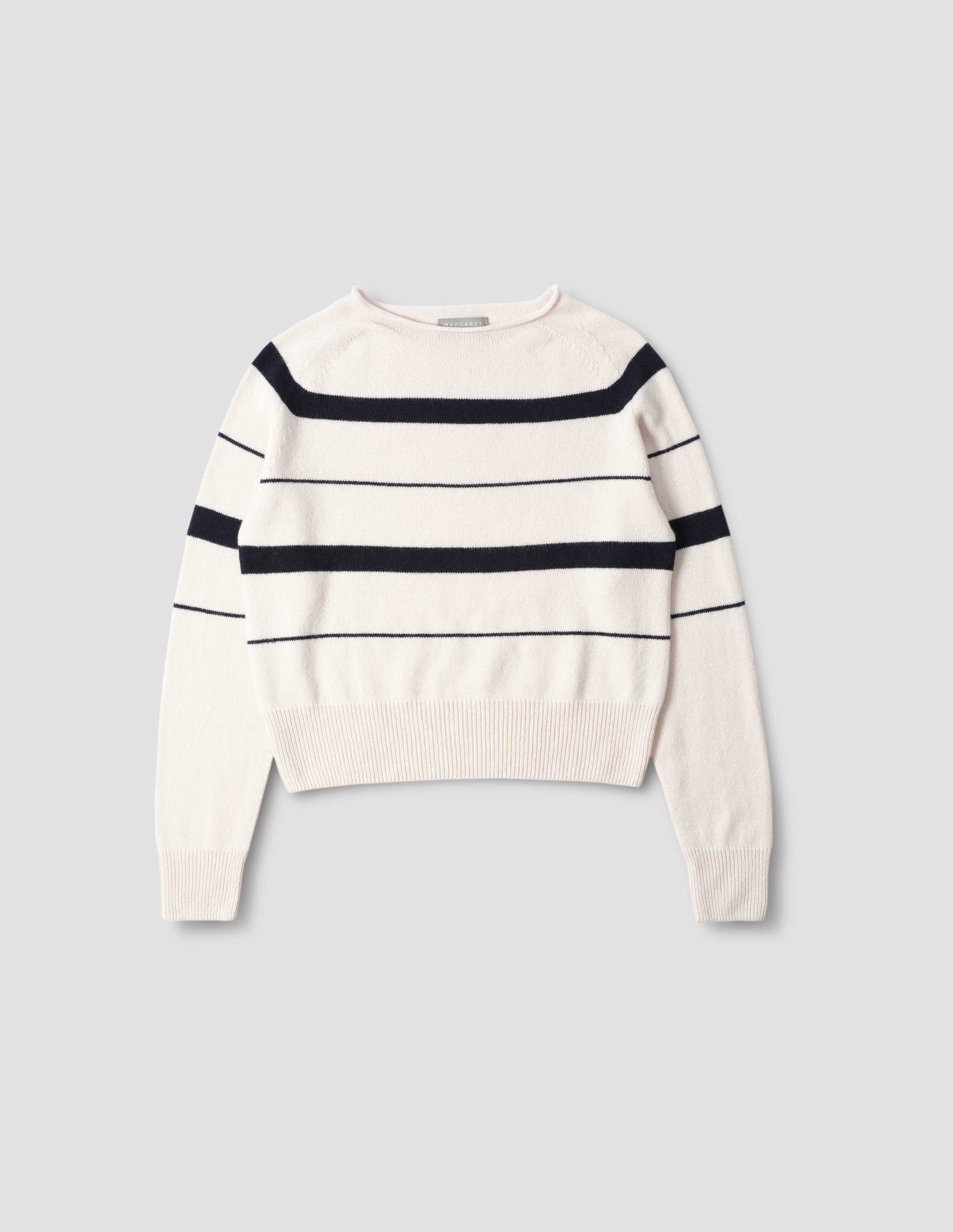 Pull à rayures à bords roulottés - Navy & White & Striped