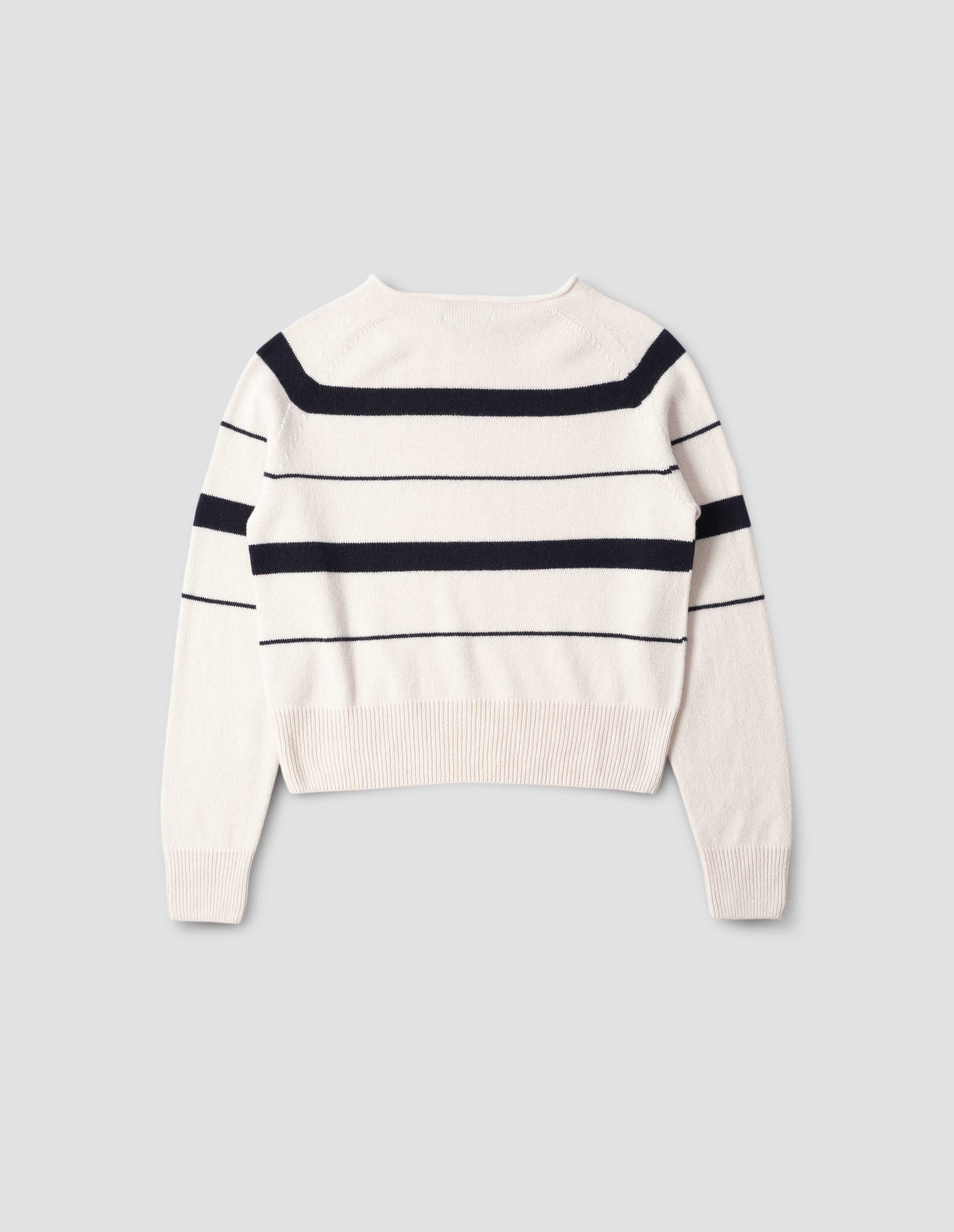 Pull à rayures à bords roulottés - Navy & White & Striped