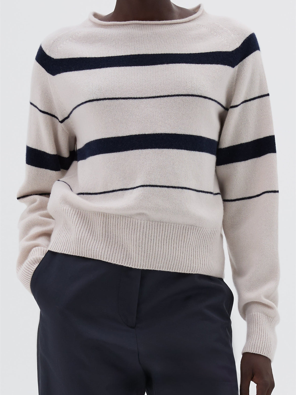 Pull à rayures en cachemire - Navy & White