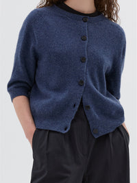 Cardigan à manches courtes en cachemire - Blue & Navy