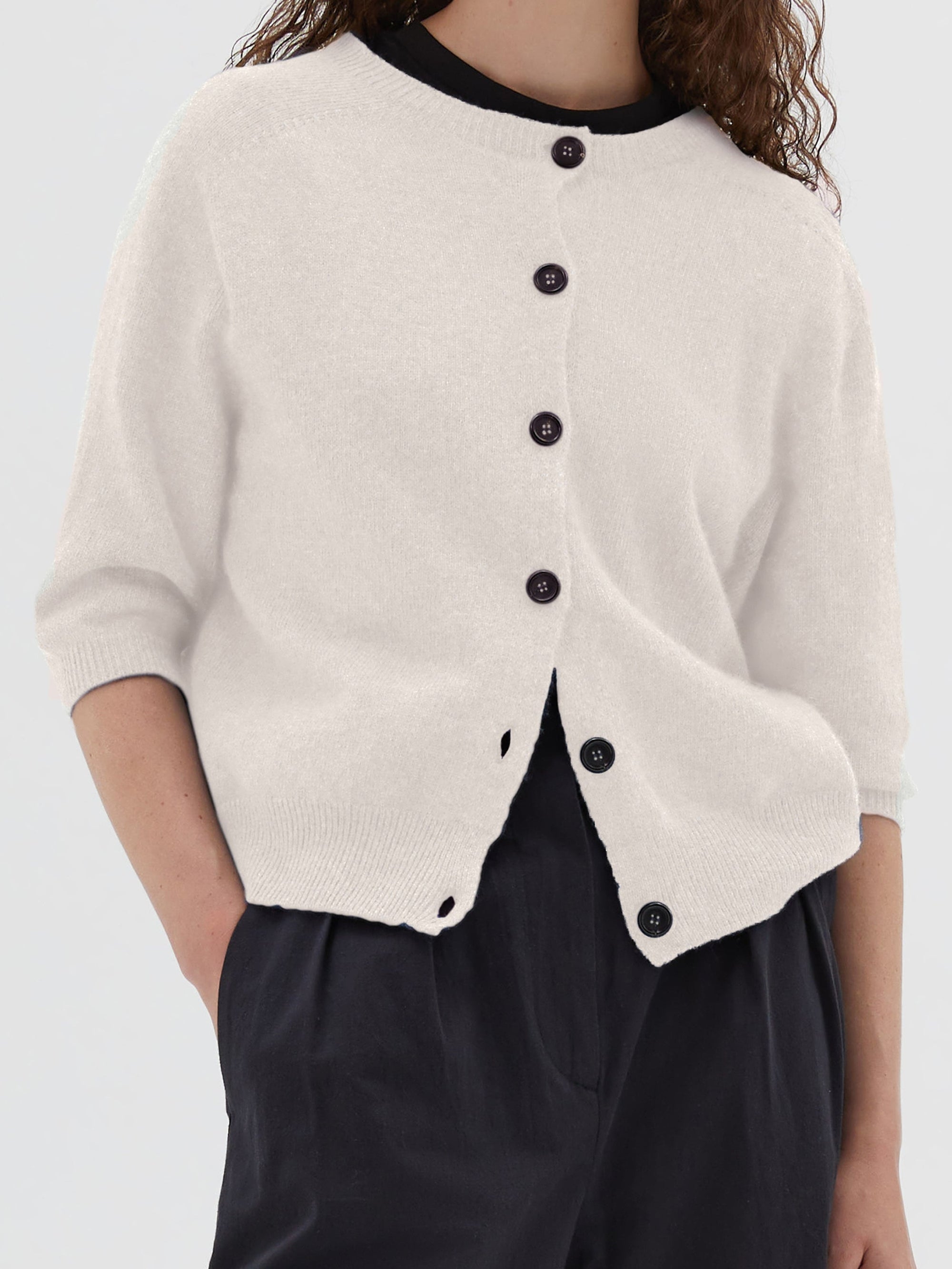 Cardigan à manches courtes en cachemire - White