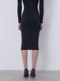 Jupe midi en maille - Black