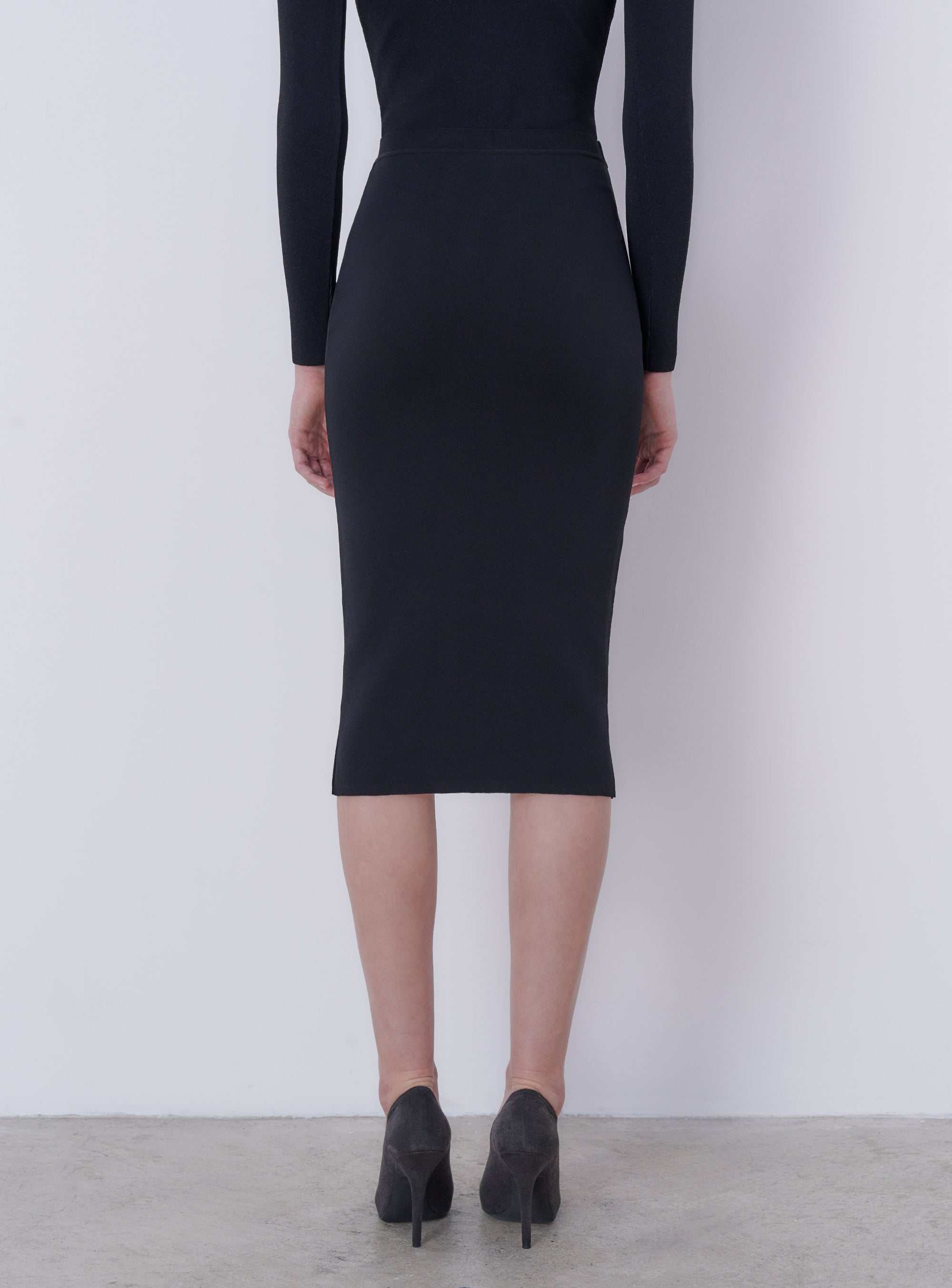 Jupe midi en maille - Black