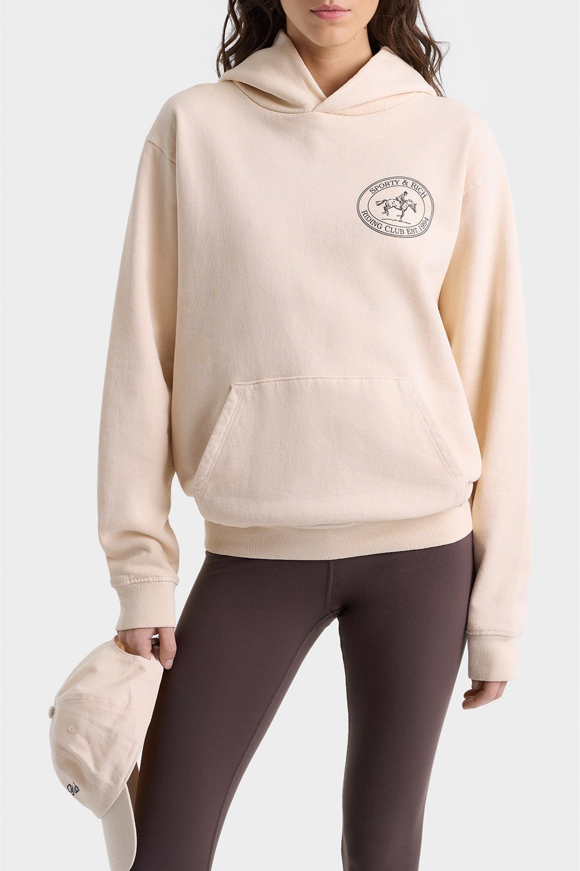 Sweat à capuche Riding Club à poche - Cream