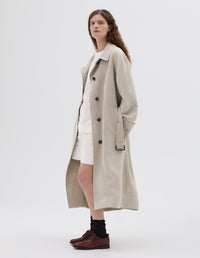 Imperméable à patte de boutonnage cachée - Beige