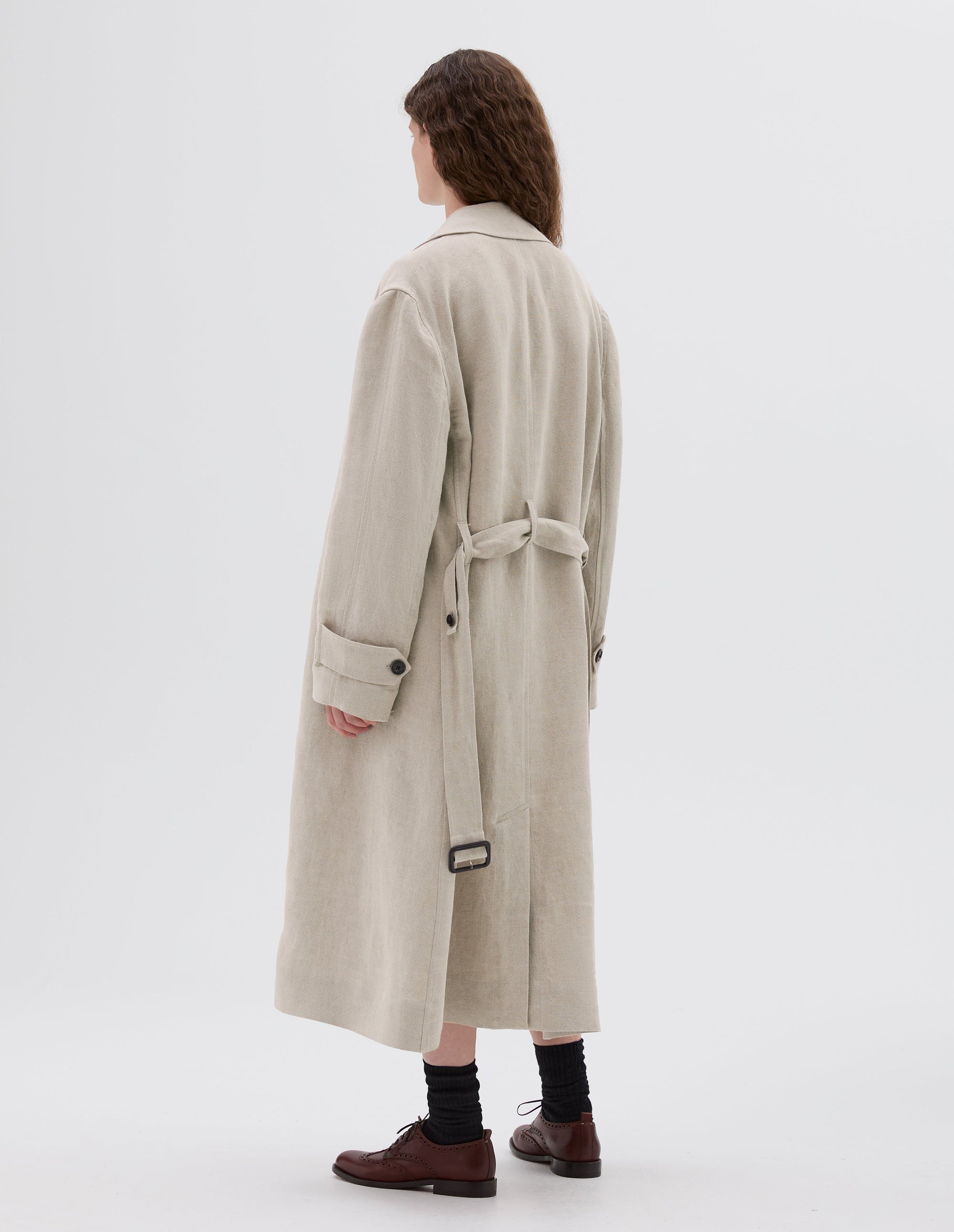Imperméable à patte de boutonnage cachée - Beige