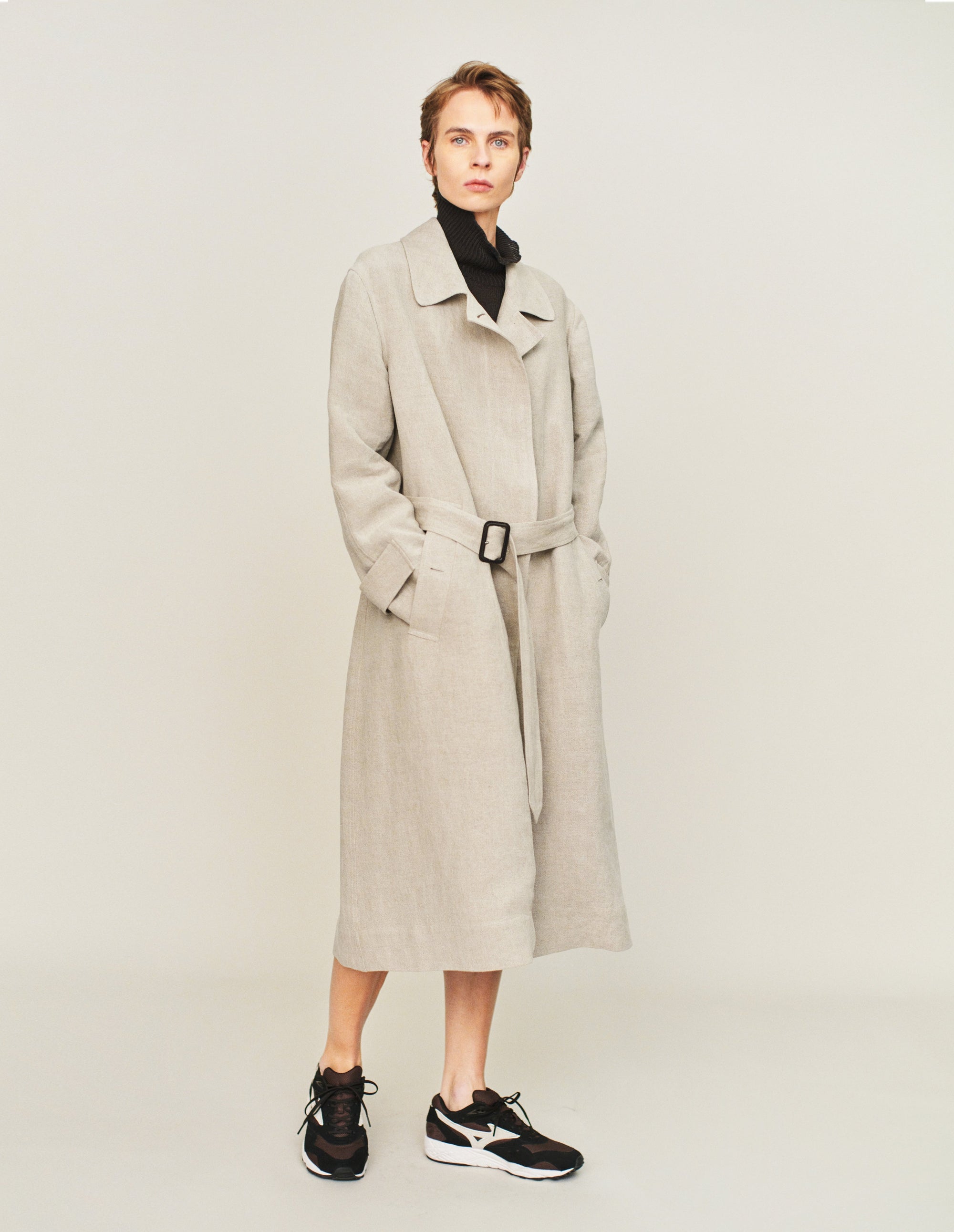 Imperméable à patte de boutonnage cachée - Beige