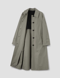 Imperméable à patte de boutonnage cachée - Brown & Gray & Green & Beige