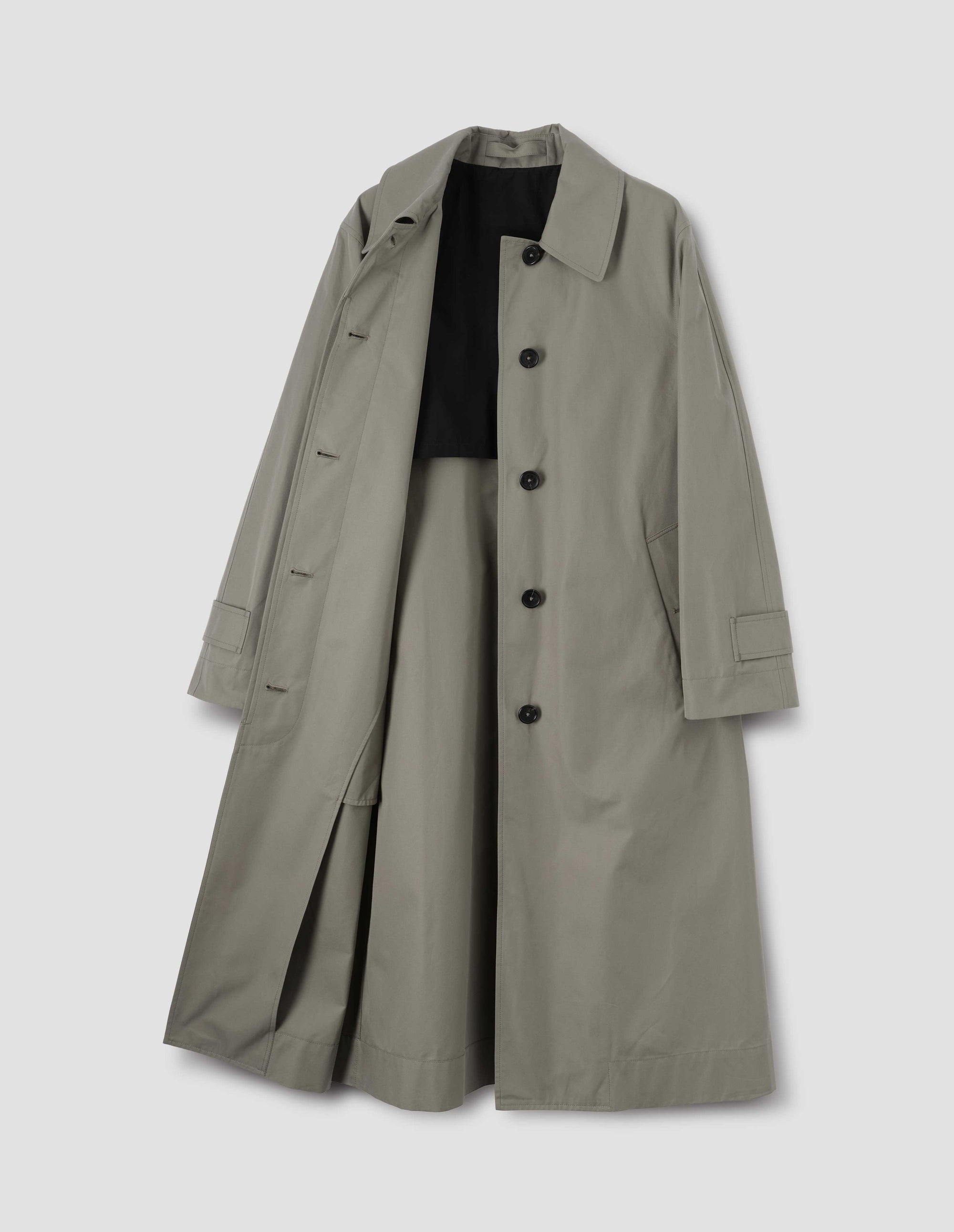Imperméable à patte de boutonnage cachée - Brown & Gray & Green & Beige