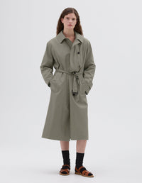 Imperméable à patte de boutonnage cachée - Brown & Gray & Green & Beige