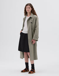 Imperméable à patte de boutonnage cachée - Brown & Gray & Green & Beige