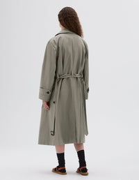 Imperméable à patte de boutonnage cachée - Brown & Gray & Green & Beige