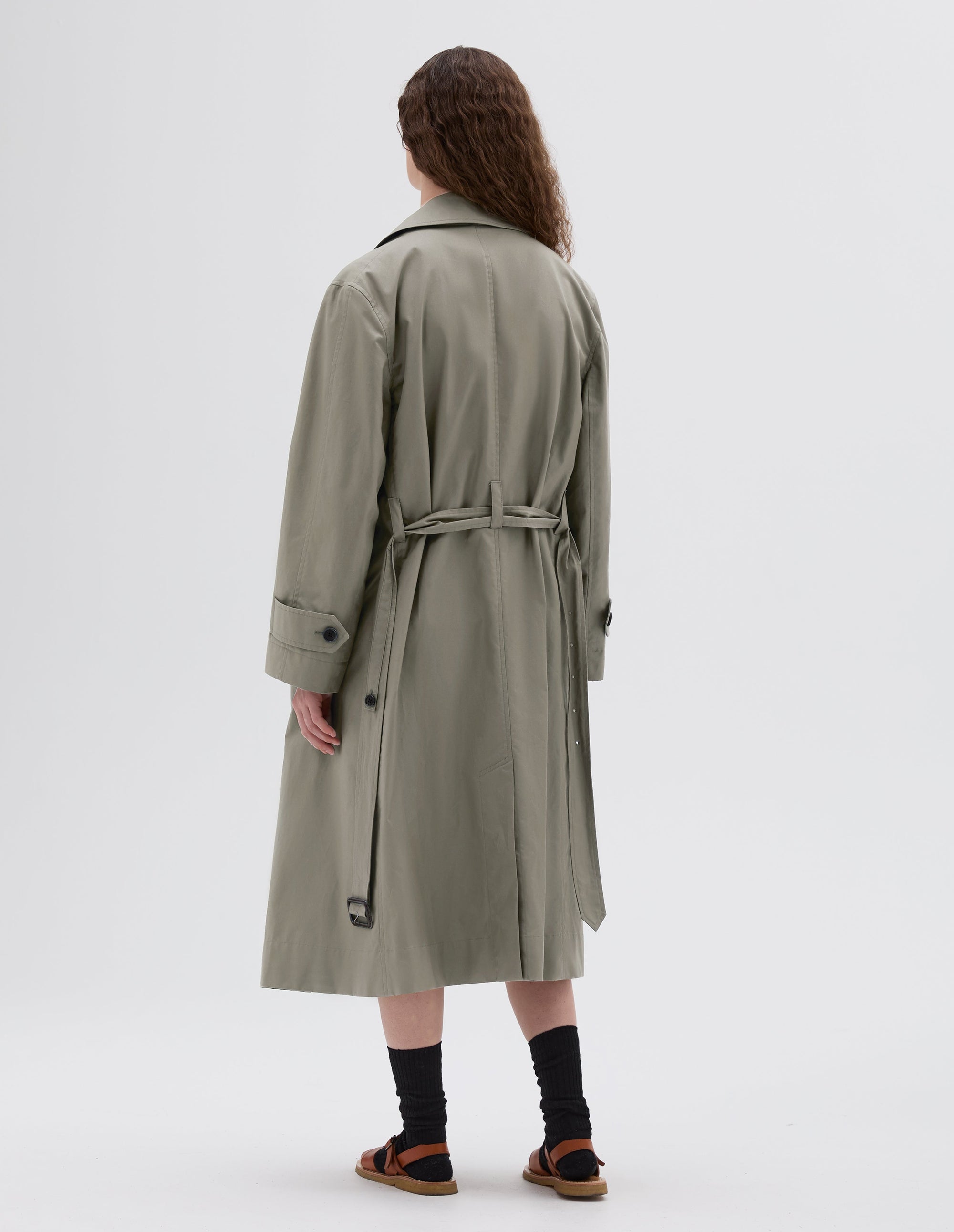 Imperméable à patte de boutonnage cachée - Brown & Gray & Green & Beige